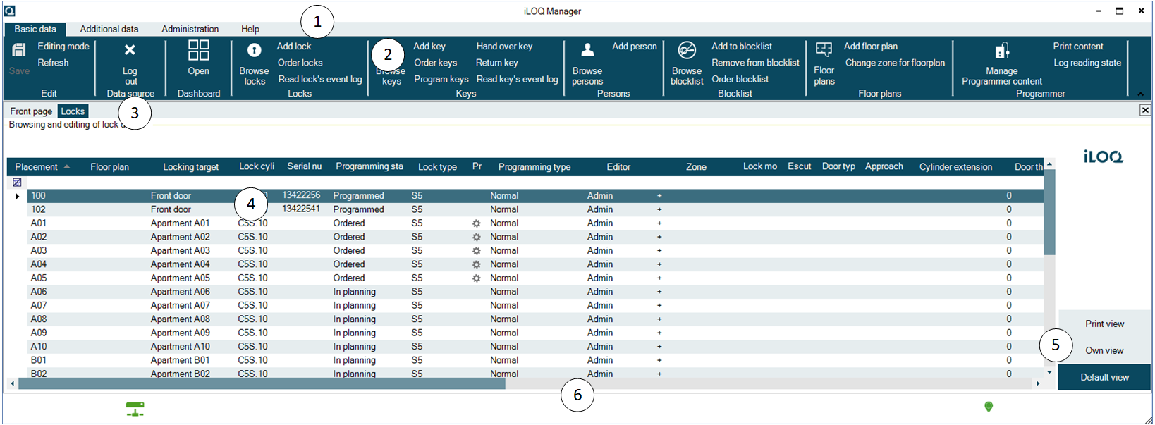 iLOQ 5 Series Manager User Interface